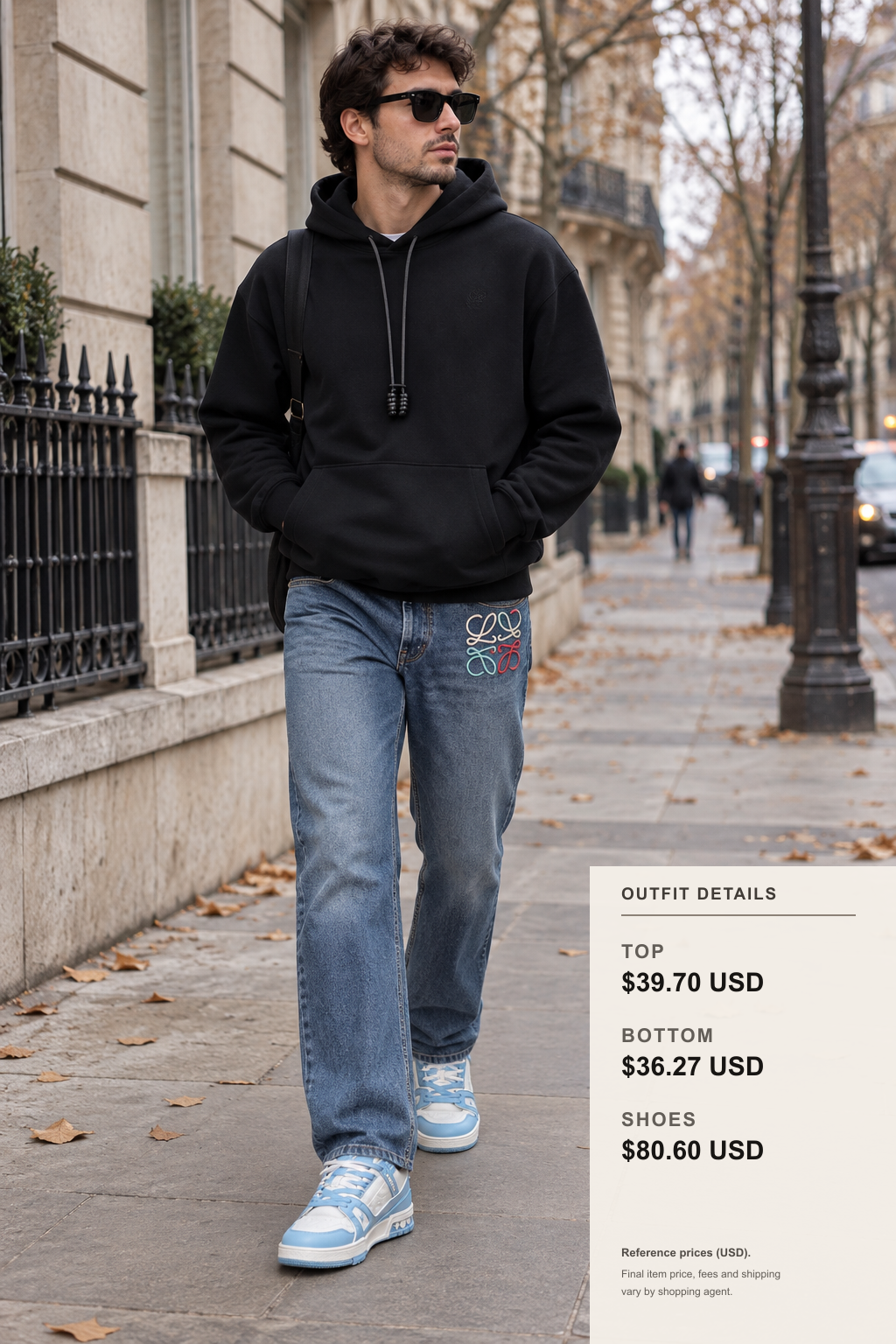 Loewe Hoodie: 3 Fall-Winter Looks outfit 1 full-body street style for fashionreps