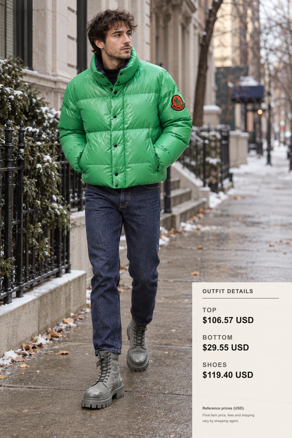 moncler Jacket Winter Denim Styling on fashionreps outfit 1 full-body street style for fashionreps
