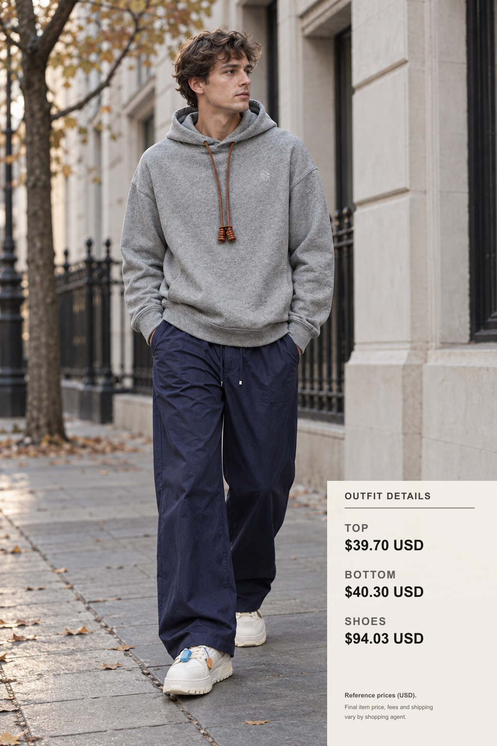 Loewe Hoodie: 3 Fall-Winter Looks outfit 2 full-body street style for fashionreps
